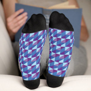 Retro Purple to Blue Geometric Abstract 90s vibe Socks