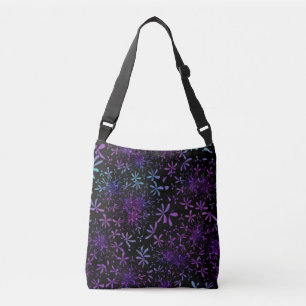 Retro Purple Turquoise Floral Batik Crossbody Bag