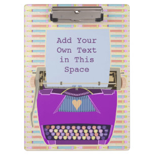 Retro Purple Typewriter Mid-Century Modern Custom Clipboard