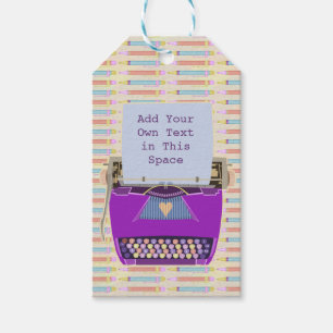 Retro Purple Typewriter Mid-Century Modern Custom Gift Tags
