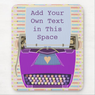 Retro Purple Typewriter Mid-Century Modern Custom Mouse Pad