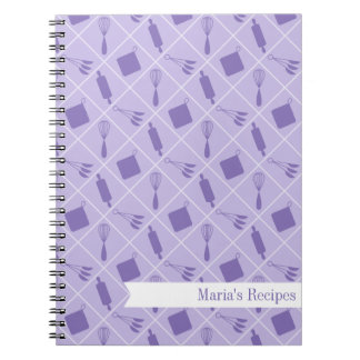 Retro Purple Utensils Recipe Notebook