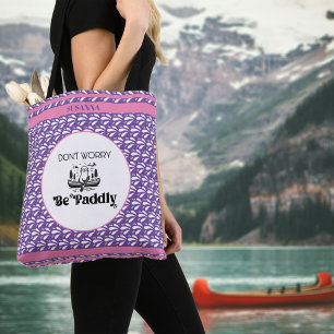 Retro Purple Water Pattern Canoe Otter Custom Name Tote Bag