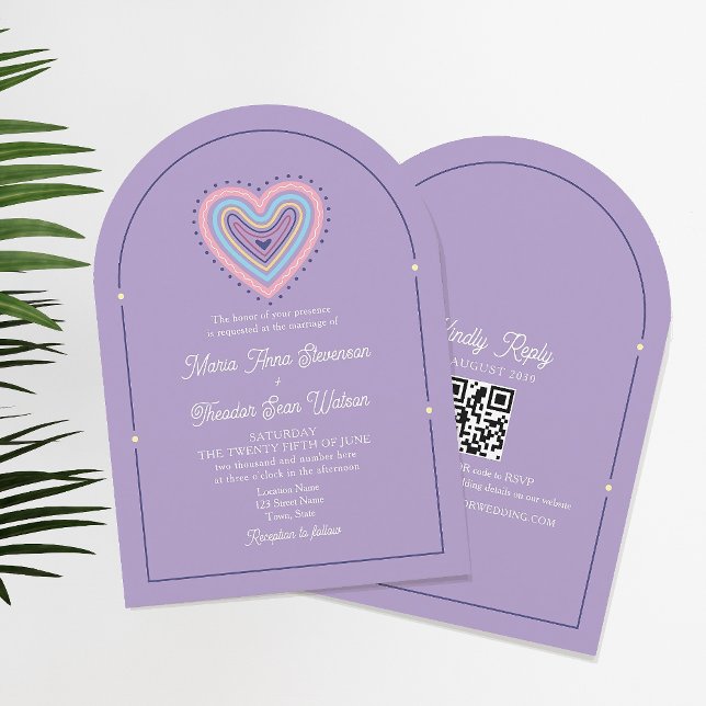 Retro Purple Wedding Invitation (Creator Uploaded)