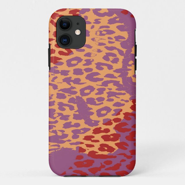 Retro purple yellow brown leopard print skin Case-Mate iPhone case (Back)
