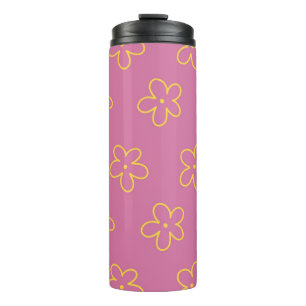 Retro Purple Yellow Floral Simple Flower Pattern Thermal Tumbler