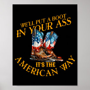 Retro put a boot cowgirl 4th of july usa americanR Poster