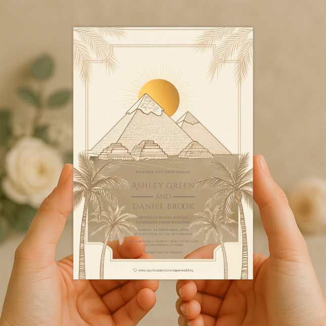 Retro Pyramids Of Giza Egypt Destination Wedding Acrylic Invitations (Creator Uploaded)