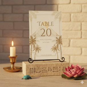 Retro Pyramids Of Giza Egypt Destination Wedding Table Number