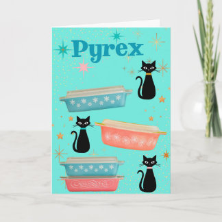 Retro Pyrex and Vintage  Mid-Century Black Cats Card