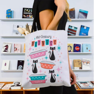 Retro Pyrex Mod Kitty Cats MCM Atomic Tote Bag
