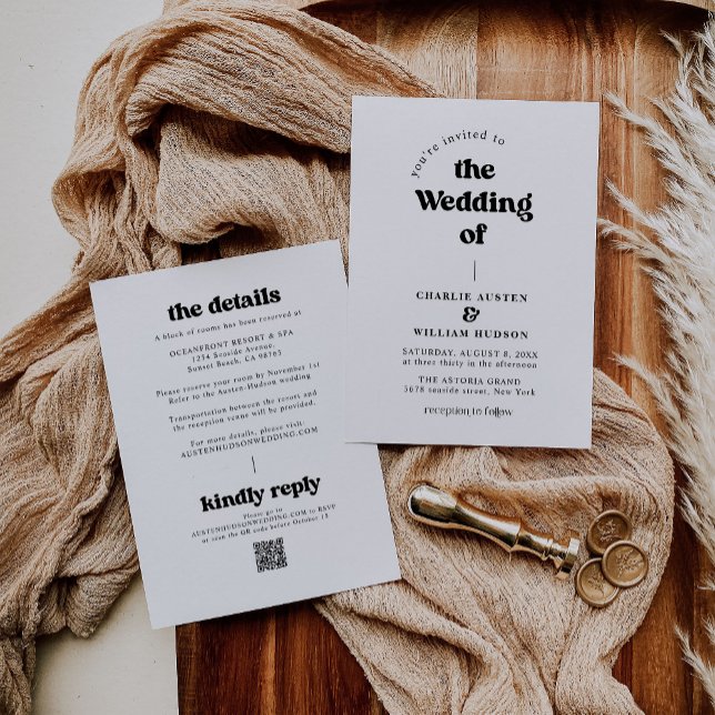 Retro QR Code All In One Wedding Invitation (Creator Uploaded)