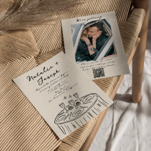 Retro QR Code Hand Drawn Written Fun Photo Wedding Invitation