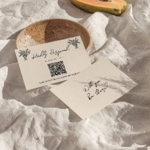 Retro QR Code Hand Written Drawn Quirky Wedding RSVP Card