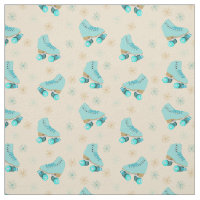 Retro Quad Roller Skates Teal and Tan Patterned