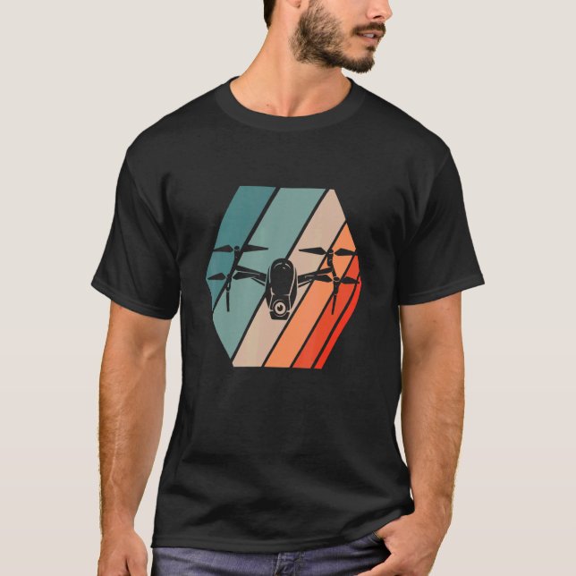 Retro Quadcopter Drone Remote Control Aircraft T-Shirt (Front)