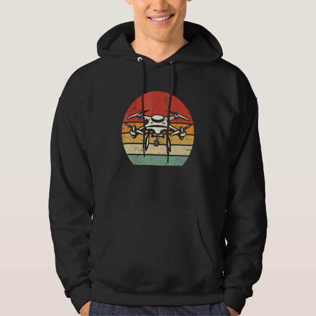 Retro Quadcopter Drone Remote Control Flying Aircr Hoodie (Front)
