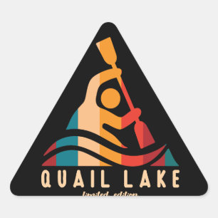 Retro Quail Lake Kayaking Triangle Sticker