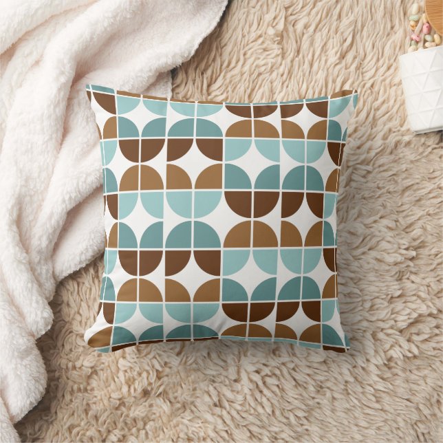 Retro Quarters Blue Brown Cushion (Blanket)