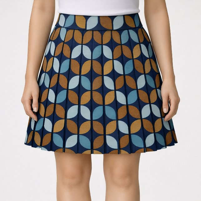 Retro Quarters in Blue and Brown Fabric (Sewing project of a skirt)