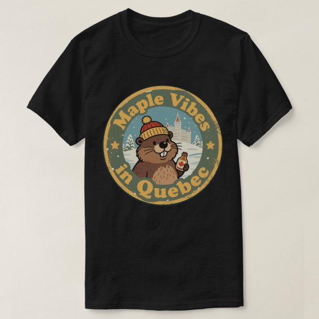Retro Quebec Maple Syrup T-Shirt (Design Front)