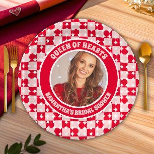 Retro Queen Of Hearts Bridal Shower Photo Paper Plate
