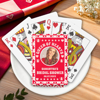 Retro Queen Of Hearts Bridal Shower Photo Playing Cards