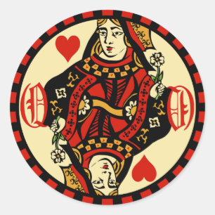 Retro Queen of Hearts Classic Round Sticker