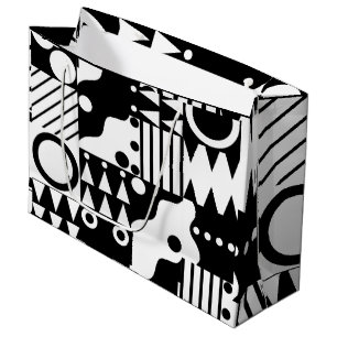 Retro Quilt (black & white) Large Gift Bag