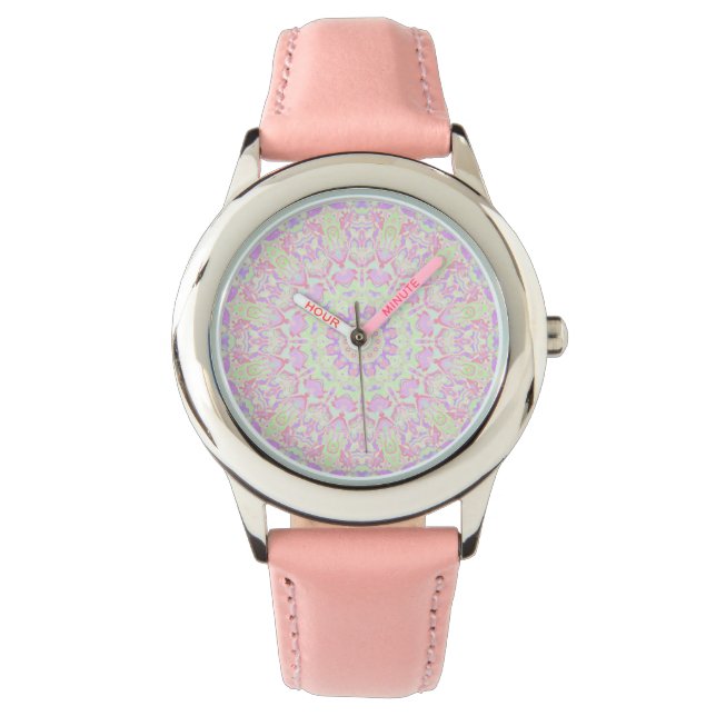 Retro Quirky Eclectic Boho Hippie Pastel Mandala Watch (Front)