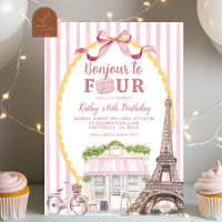 Retro Quirky Paris Bonjour 4th Birthday