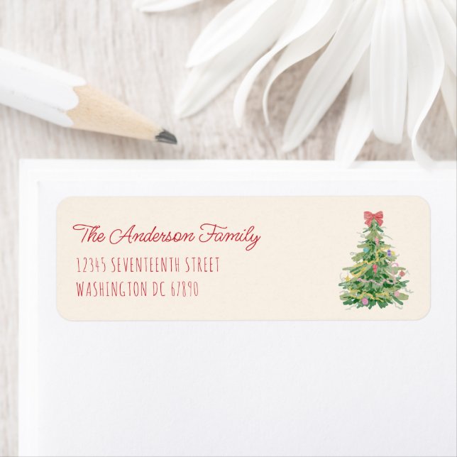 Retro Quirky Red Green Christmas Fun Bow Tree  (Insitu)