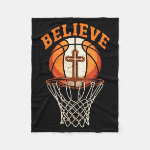 Retro Quote Believe Christian Basketball Motivatio Fleece Blanket