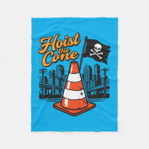 Retro Quote Hoist The Cone Funny Vintage Washed Fleece Blanket