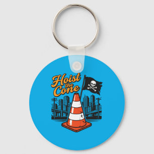 Retro Quote Hoist The Cone Funny Vintage Washed Key Ring
