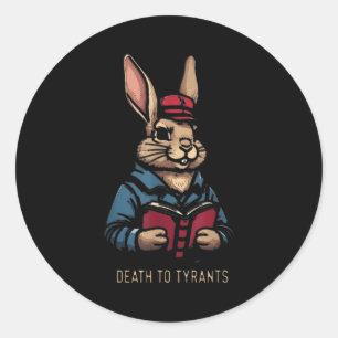 Retro Rabbit Death To Tyrants Vintage 90s, Funny Q Classic Round Sticker