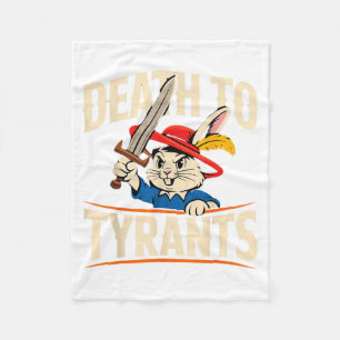 Retro Rabbit Meme Death To Tyrants Funny Fleece Blanket
