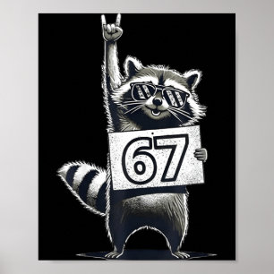 Retro Raccoon 67 Shirts Rock Music Men Kids Women  Poster