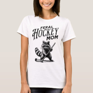 Retro Raccoon Feral Hockey Mom Hockey Player Trash T-Shirt