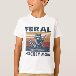 Retro Raccoon Feral Hockey Mom Hockey Player Trash T-Shirt