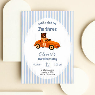 Retro Race Car 3rd Birthday Invitation