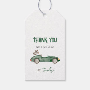 Retro Race Car Green Gift Tag
