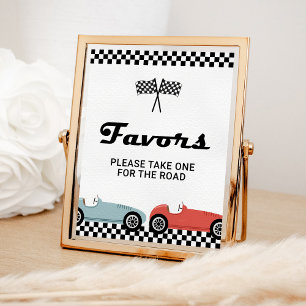 Retro Race Car Racing Favours Birthday Party Sign