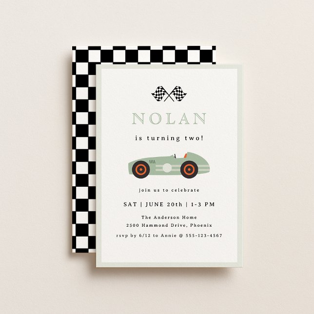 Retro Race Car Theme Birthday Invitation (Creator Uploaded)