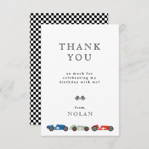Retro Race Car Theme Birthday Thank You Card