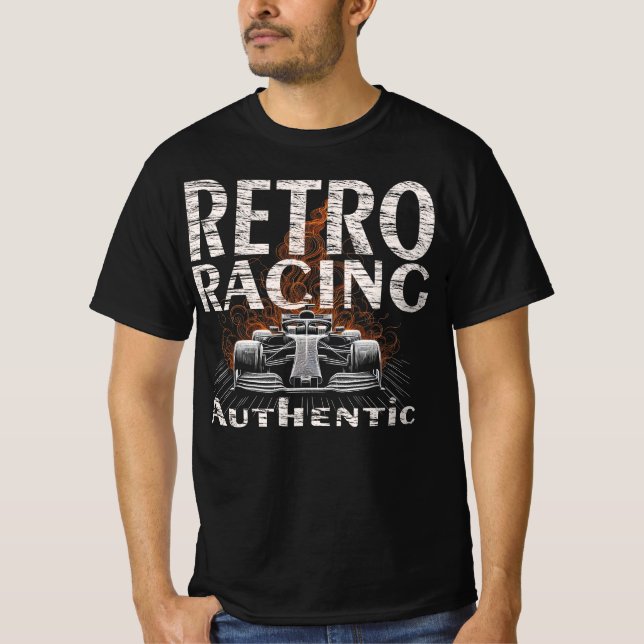 Retro Racing Authentic fired car sport T-Shirt (Front)