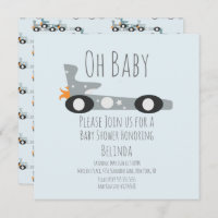 Retro Racing Cars Blue Baby Shower