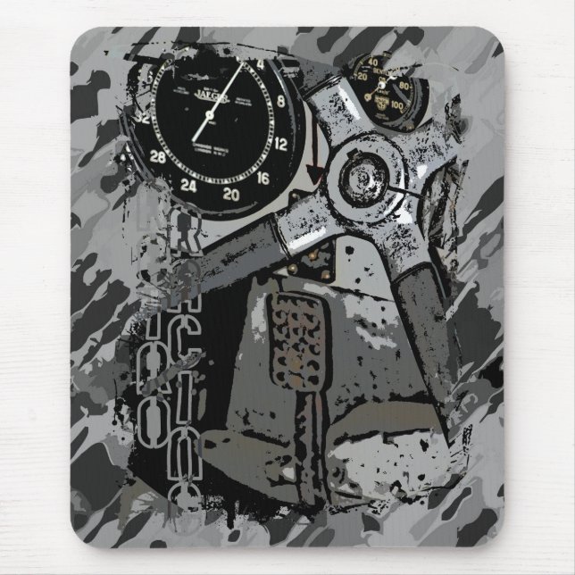 Retro Racing - grey splatter Mouse Pad (Front)