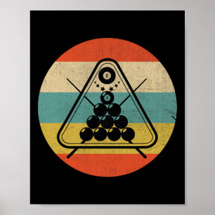 Retro Rack Pool Billiard Player Billiards Cue Spor Poster