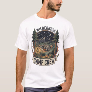 Retro Racoon Camping Hammock Wilderness Camp Crew T-Shirt